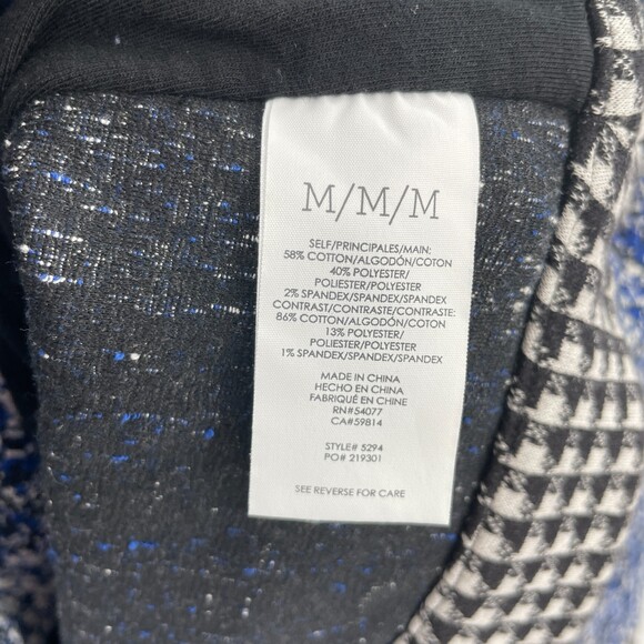 CABI Reina 21 Club Houndstooth Front Tie Blue Black Blazer Sweater Size M - Picture 6 of 6